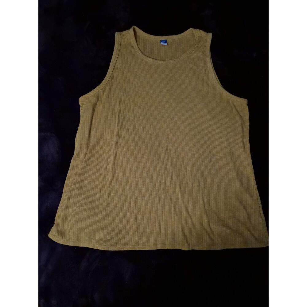 Size L Old Navy Luxe Tank Top Women's Mustard Yellow Sleeveless Ribbed Flowy